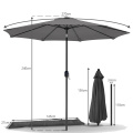 9ft Patio Umbrella Garden Parasol with Crank Handle