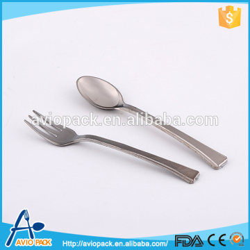 Professional eco friendly PS plastic silver fork & spoon set