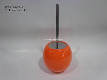 ceramic round orange toilet brush holder