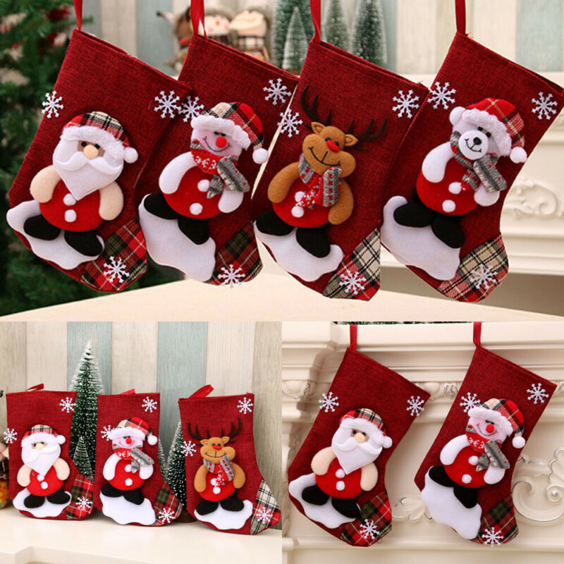 2020 New Hot Large Stockings Santa Elk Fabric Gift Socks Christmas Lovely Bag For Children Fireplace Tree Christmas Decoration