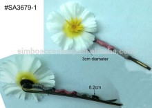 2015 new wrap boby pin white flower, hair clamps flower,hair clip,hair accessories,hair jewelry,hair ornament