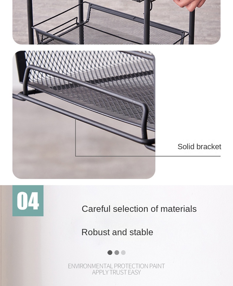 چرخ دستی ذخیره سازی آشپزخانه انعطاف پذیر غیر تاشو Non-folding Flexible Kitchen Storage Trolley