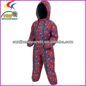 Hight quality PU print waterproof kids pu rainsuit