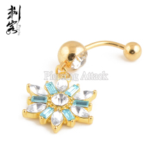 Titanium Gold Anodized Flower Hanging Belly Button Ring