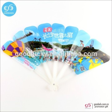 Custom printing china scenery advertising hand hold plastic fan