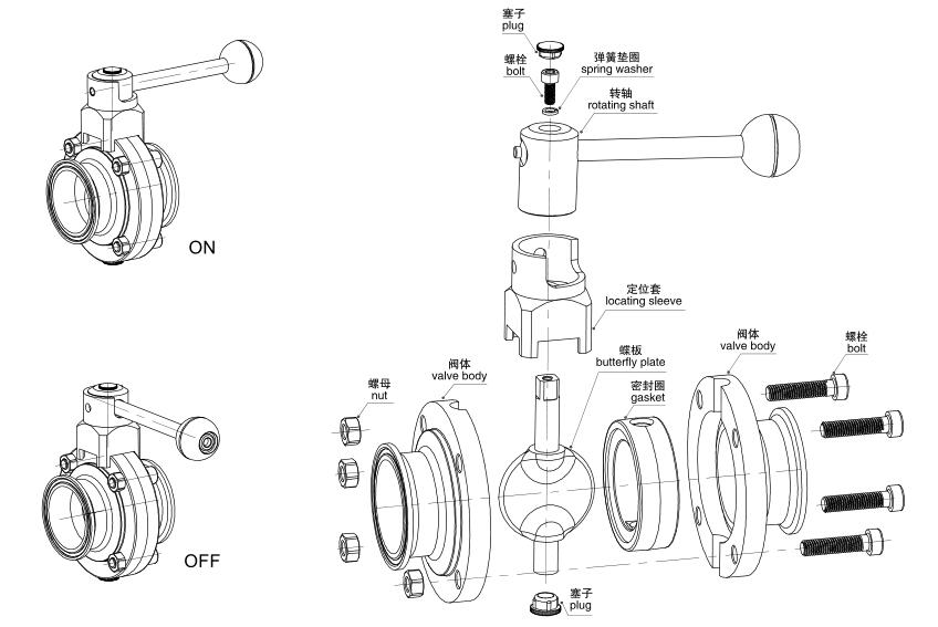 Hygenic Lever Handle Clamp Butterfly Valve DN65