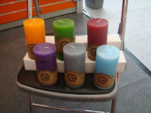 scented pouring pillar candle with colour