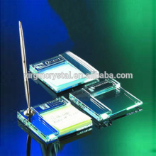 Crystal glass memo holder with pen holder as practical office sets