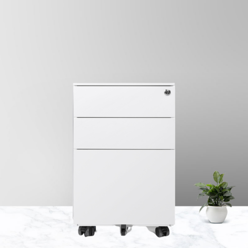 Under Desk 3 Drawer White Filing Cabinet