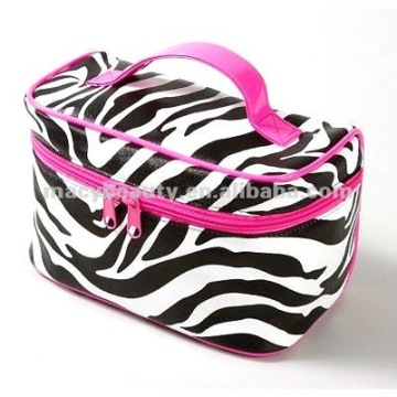 Dual Zipper Zebra Print Train Case Large