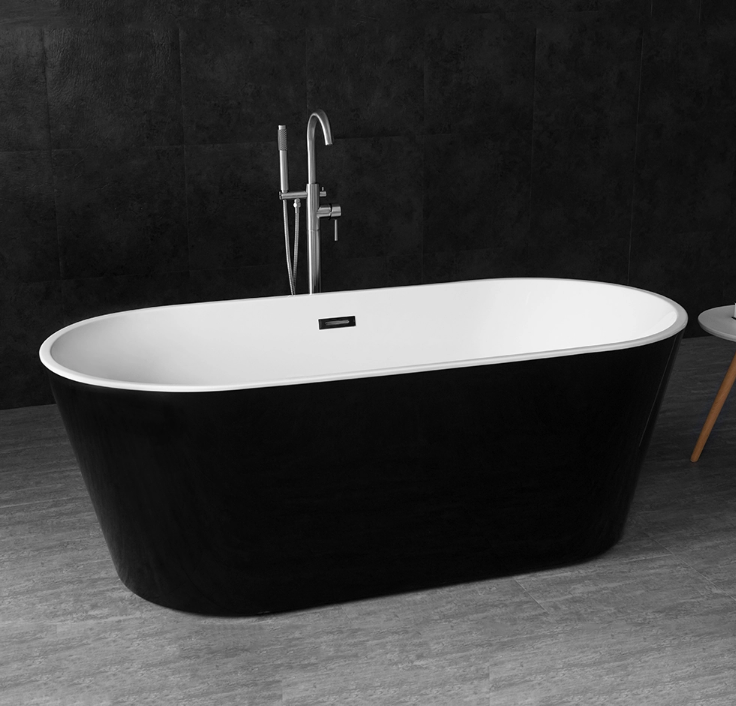 Black Freestanding White Acrylic Bathtub Tubs