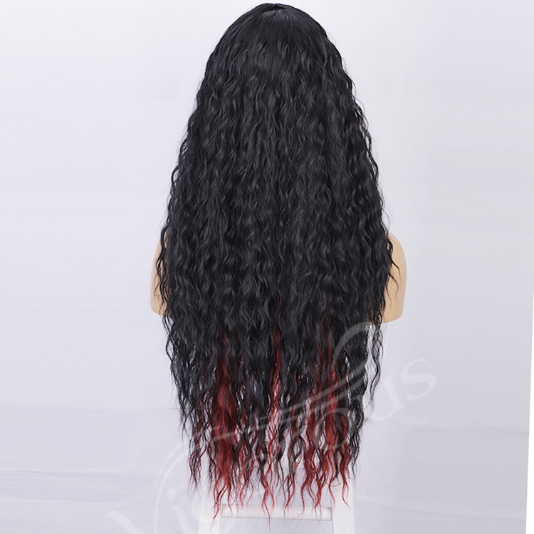 Highlight Long Kinky Curly Manufacturers High Temperature Long Lace Frontal Wigs Synthetic Hair Black Women