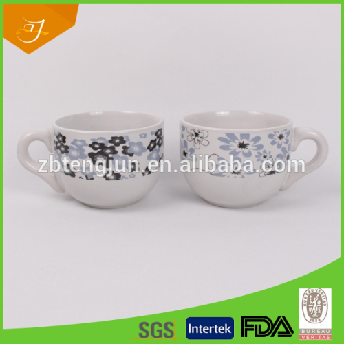 Hot Selling Ceramic Soup Cup With Handle,High Quality Ceramic Soup Cup