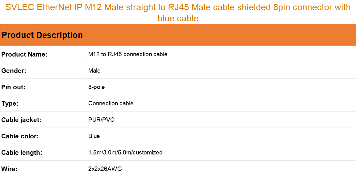 M12 to RJ45 8pin cable