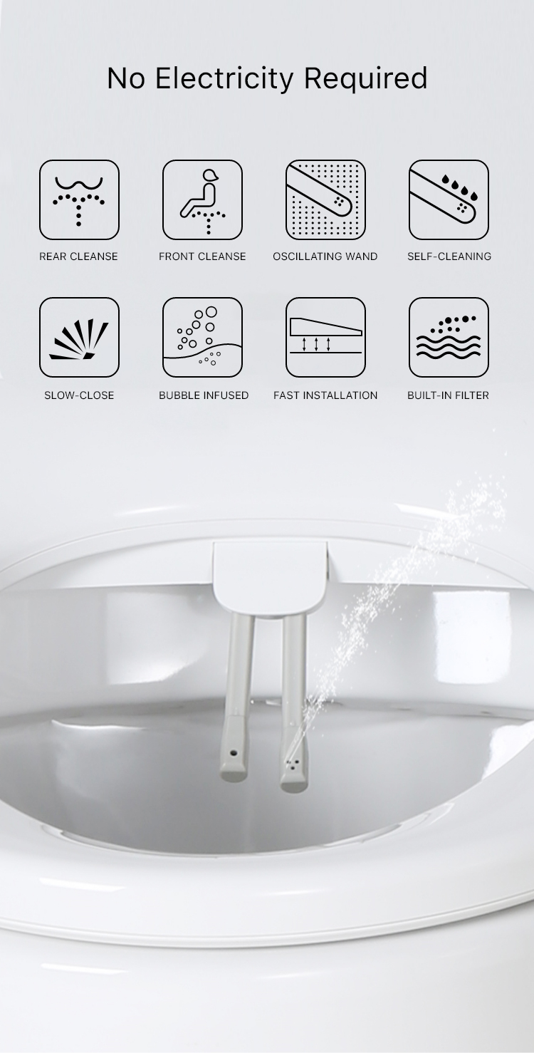 TB002 IKAHE mechanical bidet non-electric toilet self cleaning toilet seat dual nozzle water spray