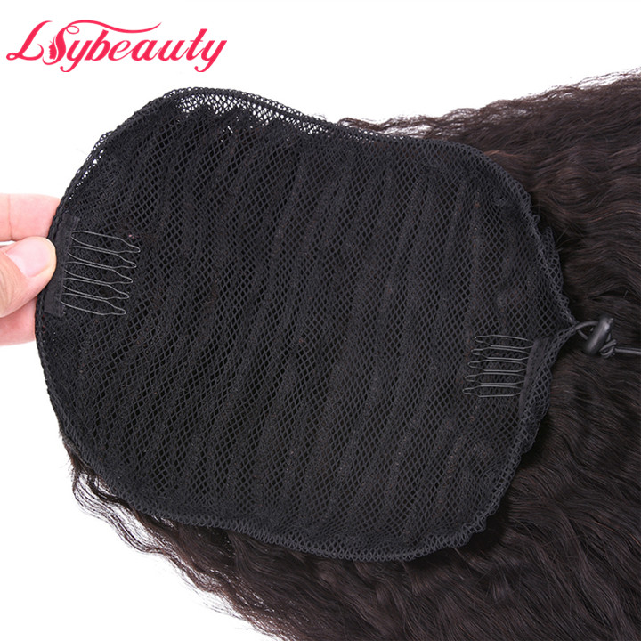 Lsy Natural Kinky Straight Drawstring Ponytail 100% Brazilian Virgin Human Hair Extension For Black Women