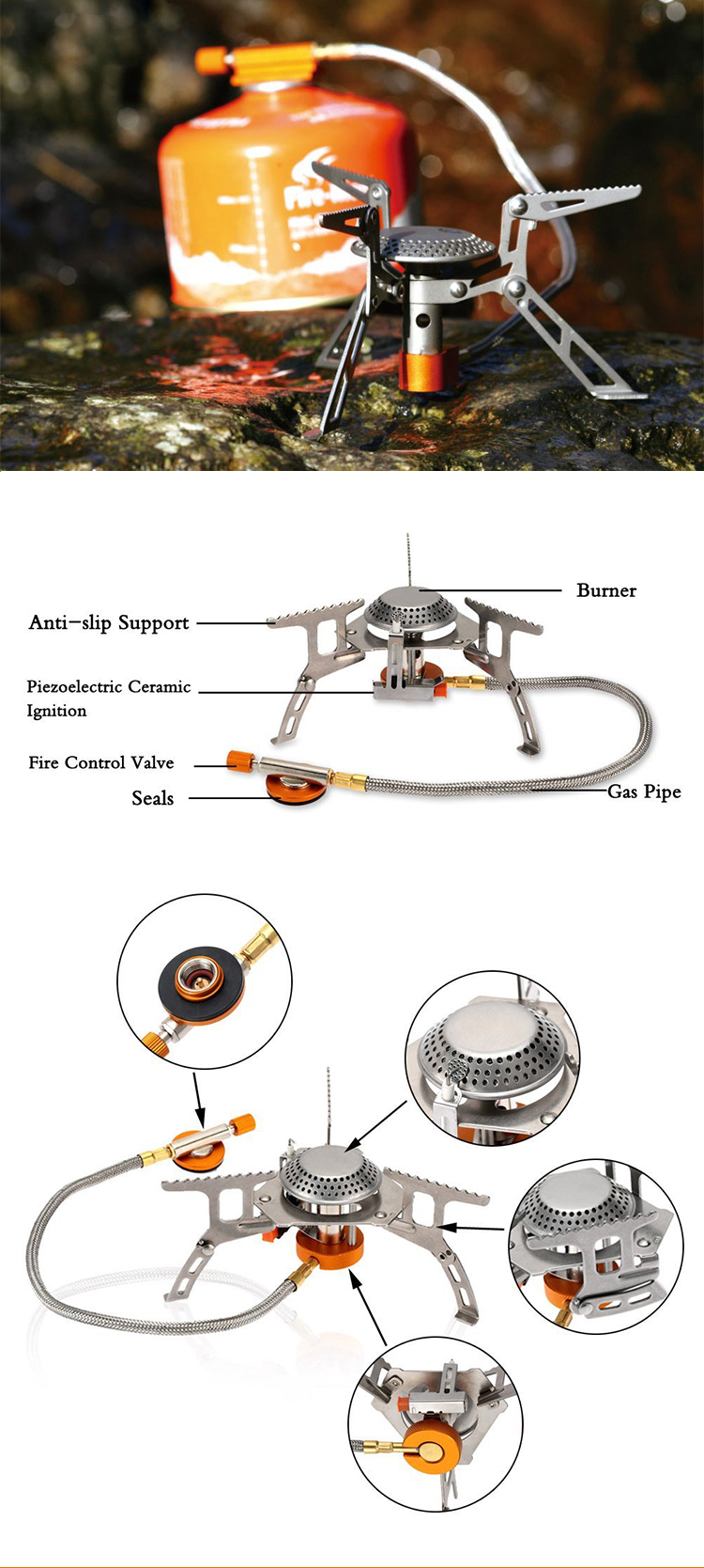 Super quality foldable camping gas stove camping cooking stove