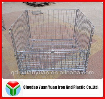 wire mesh folding stackable metal storage cage