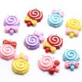 Colorful Beautiful Cute Flat Back Lollipop Resin Beads Bowknot Attached for Slime Toys Fridge Phone Stickers