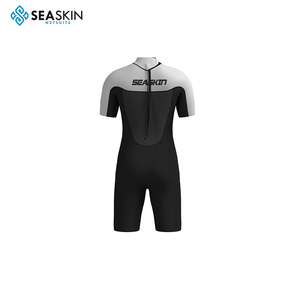 Seaskin 1.5mm kembali zip lelaki melayari wetsuit pendek