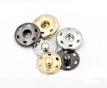 2018Hot Sale!50sets/lot 2 Parts Sew On Snaps Buttons Metal Brass Press Button Fasteners Silver, Black, Gold