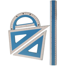 High-Quality Blue and White Wooden Rulers - Complete Set