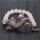 Bracelet de pierres précieuses extensibles de perles rondes de quartz rose 8MM avec pièce de tête de renard en alliage Diamante