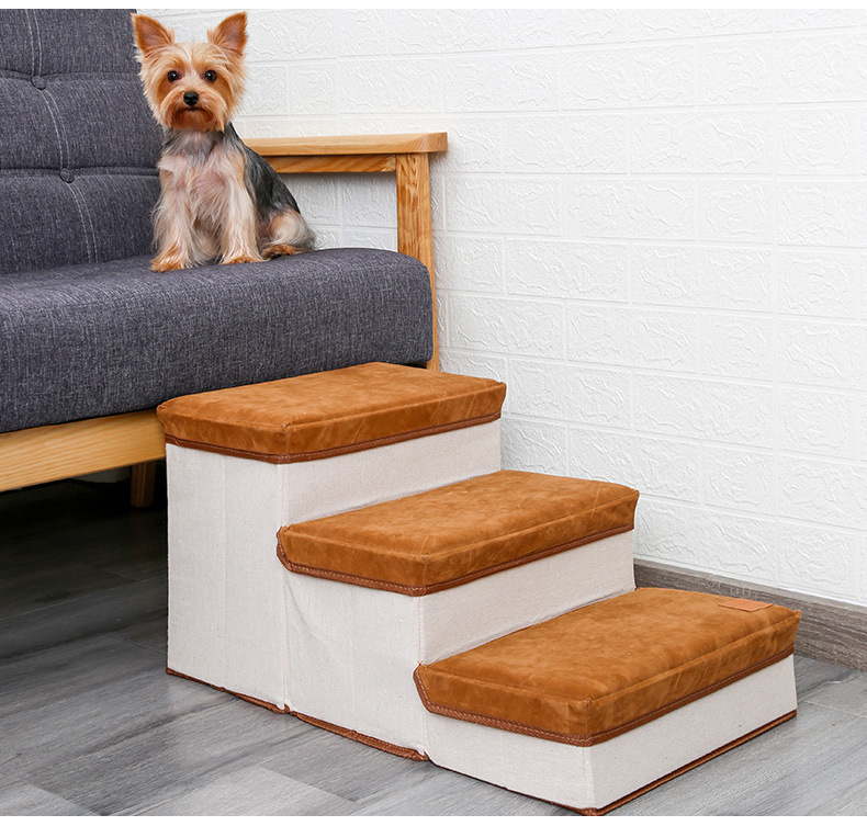 Foldable Storage Pet Dog Stairs Steps on The Bed Sofa Soft Surface Non-slip Puppy Climbing Ladder