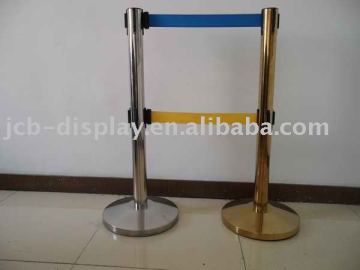 polished stainless steel post with two belt queue barrier(JCB-G07)