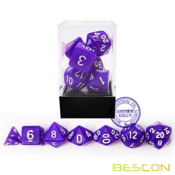 Bescon Moonstone Dice Set Purple Pearl, Bescon Polyhedral RPG Dice Set Efecto Moonstone