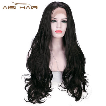 Top Quality Lace Front Long Synthetic Long Wavy Wigs Natural Black Lace Front Long Hair Wigs for Black Women