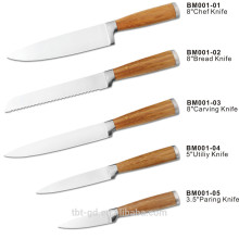 Classic Natural Color Knife Set with Bamboo Handle