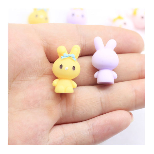 100 stks/set Schattige Konijn Bunny Miniaturen Ornamenten Creatieve Mooie Konijn Beeldjes Cartoon Dier Slime Charms Tuin Decoratie