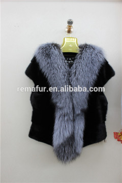 Mink Fur Vest With Silver Fox Collar