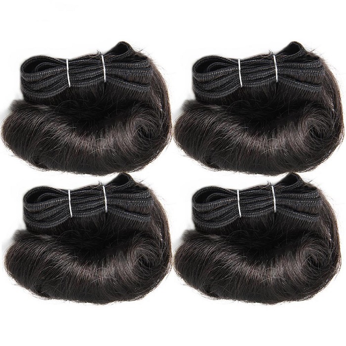 Cheap Brazilian hair Wave Bundles 6  Inches Afro- b short 4 Pieces hair weave