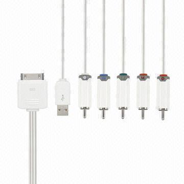 USB/Audio/Video/Charger Cables for iPod, iPad and iPhone, with USB 1m/RCA 2m Length