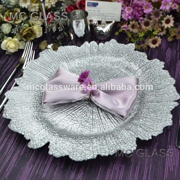 Gold silver glass charger dinner plates