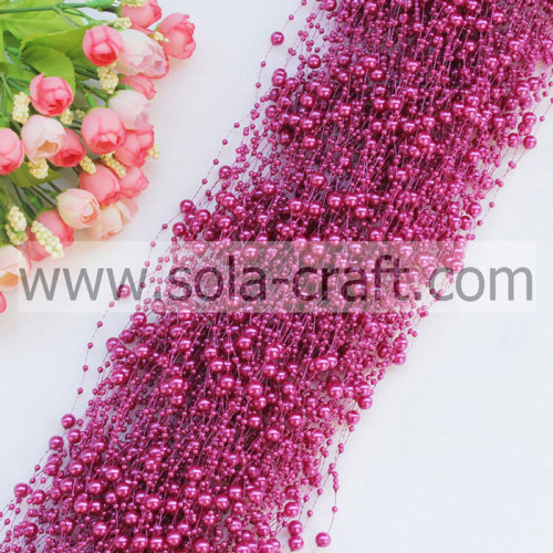 Rosa Farbe Kunststoff Perlengirlande mit 3 + 8MM für Christbaumschmuck