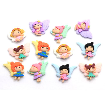 Cute Fairy Girls Flatback Resina Cabochon Artificiale Cartoon Angelo Ornamento fatto a mano Accessorio per collana Pendenti Decor