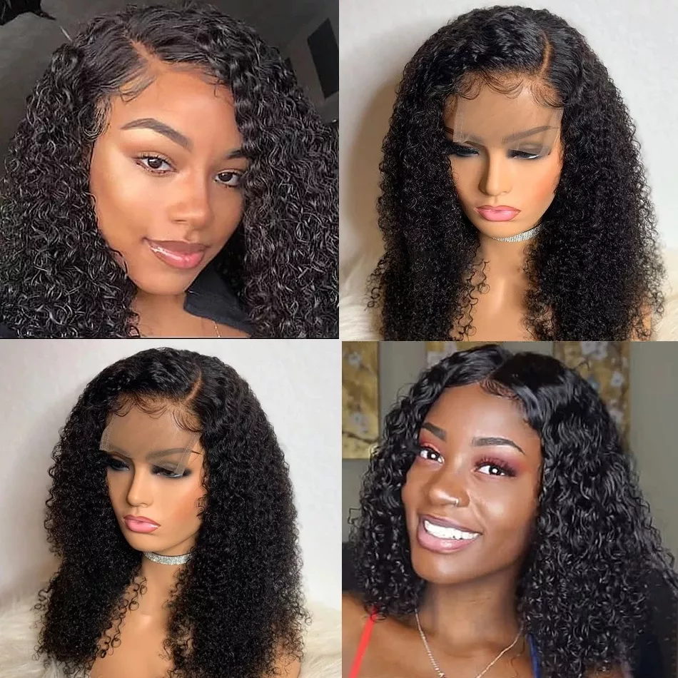100% Human Hair Wigs Cuticle Aligned 13*4 Transparent Lace Front Wig  Curly hair  Wig For Black  Women