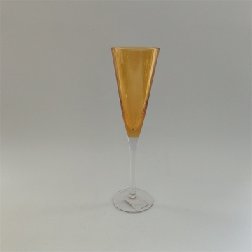 Amber color ribbed glass drinkwares set whosale