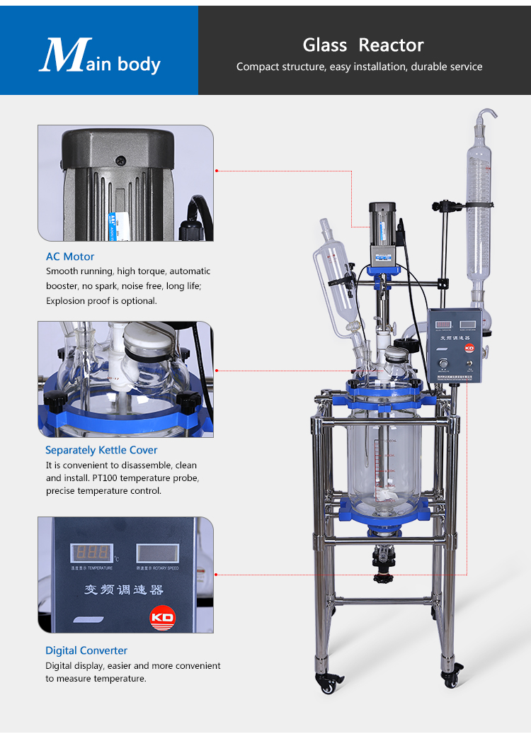 10L Jacketed Chemical Glass Polymerization Reactor