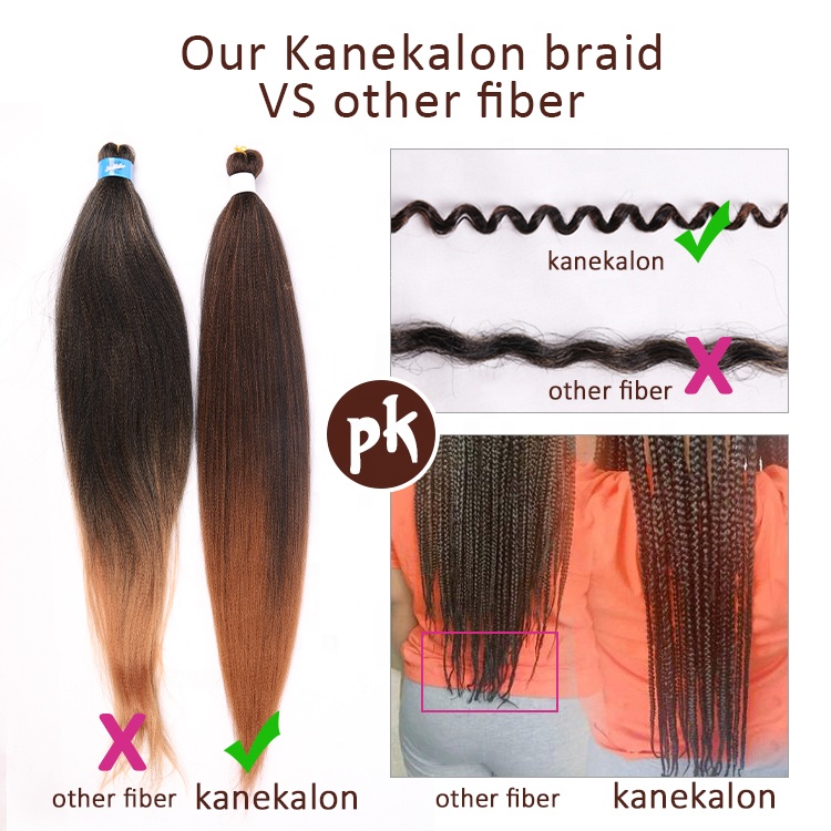 100% Kanekalon pre stretched braiding hair wholesale prestretched kanekalon braiding hair ombre synthetic hair braid