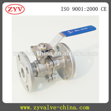 Manual 2PC flange end stainless steel ball valve with ISO Mounting Pad