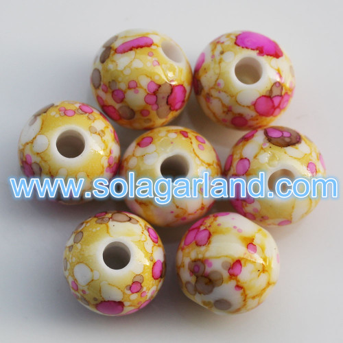 12MM 14MM Plastic Round Loose Spacer Painted Chunky Beads