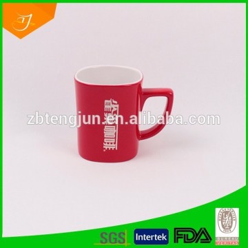 12oz ceramic nescafe red mug,square red ceramic mug