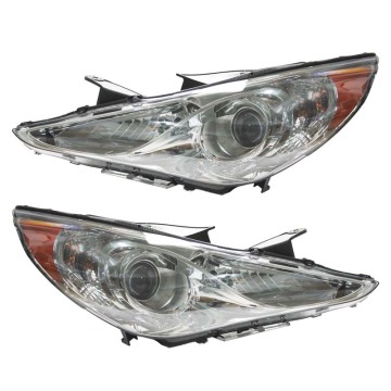 Chrome Grey Headlamp Lens for Hyundai Sonata 2011-2014 (Without Bulbs and Harnesses)