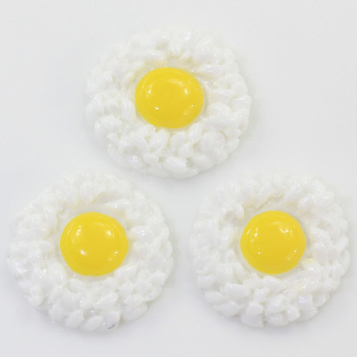 100 τεμάχια / τσάντα Τηγανισμένα αυγά σε σχήμα ρητίνης Cabochon Flatback Beads Slime για χειροποίητα διακοσμητικά χειροτεχνίας Κουζινικά στολίδια ψυγείο Διακόσμηση τηλεφώνου