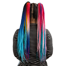 AliLeader 24 Inches 100% Hand Braided Ponytail With Rubber Band Synthetic Box Ponytail For Halloween