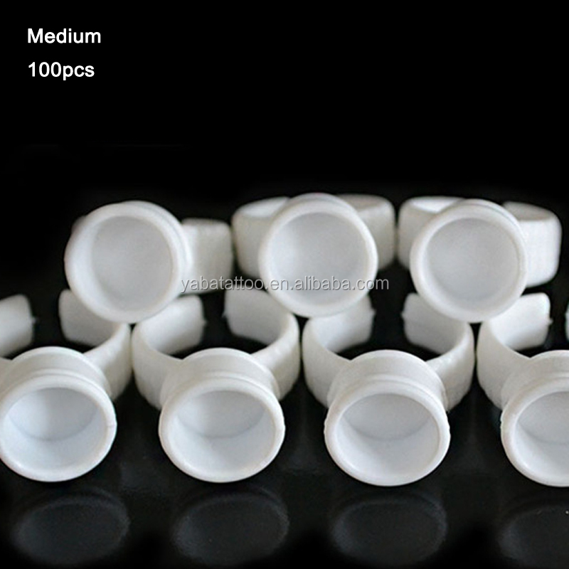 200pcs Plastic Tattoo Ink Ring for Eyebrow Permanent Makeup All Sizes white Tattoo Pigments Ink Holder Rings Container/Cup